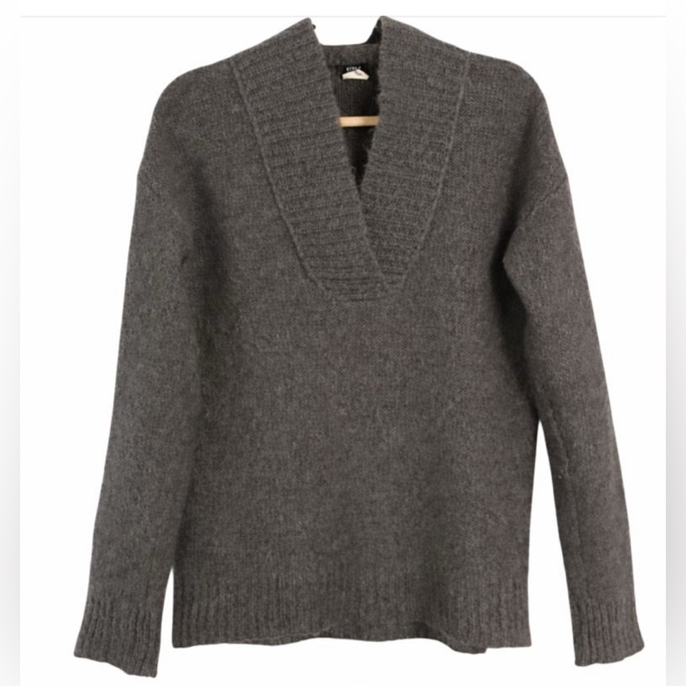 J. Crew Gray Mohair Wool Blend V-Neck Sweater Size Small